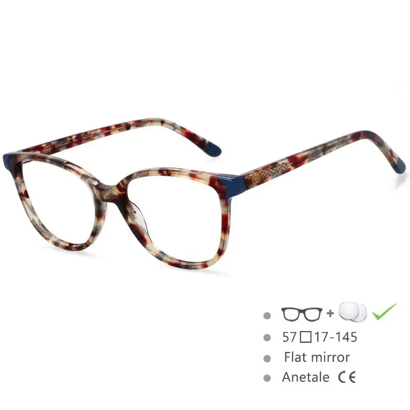 54552 Vintage-Acetat-Rahmen mit Logo, optische Brillen mit Katzenaugen-Lesebrille der Marke