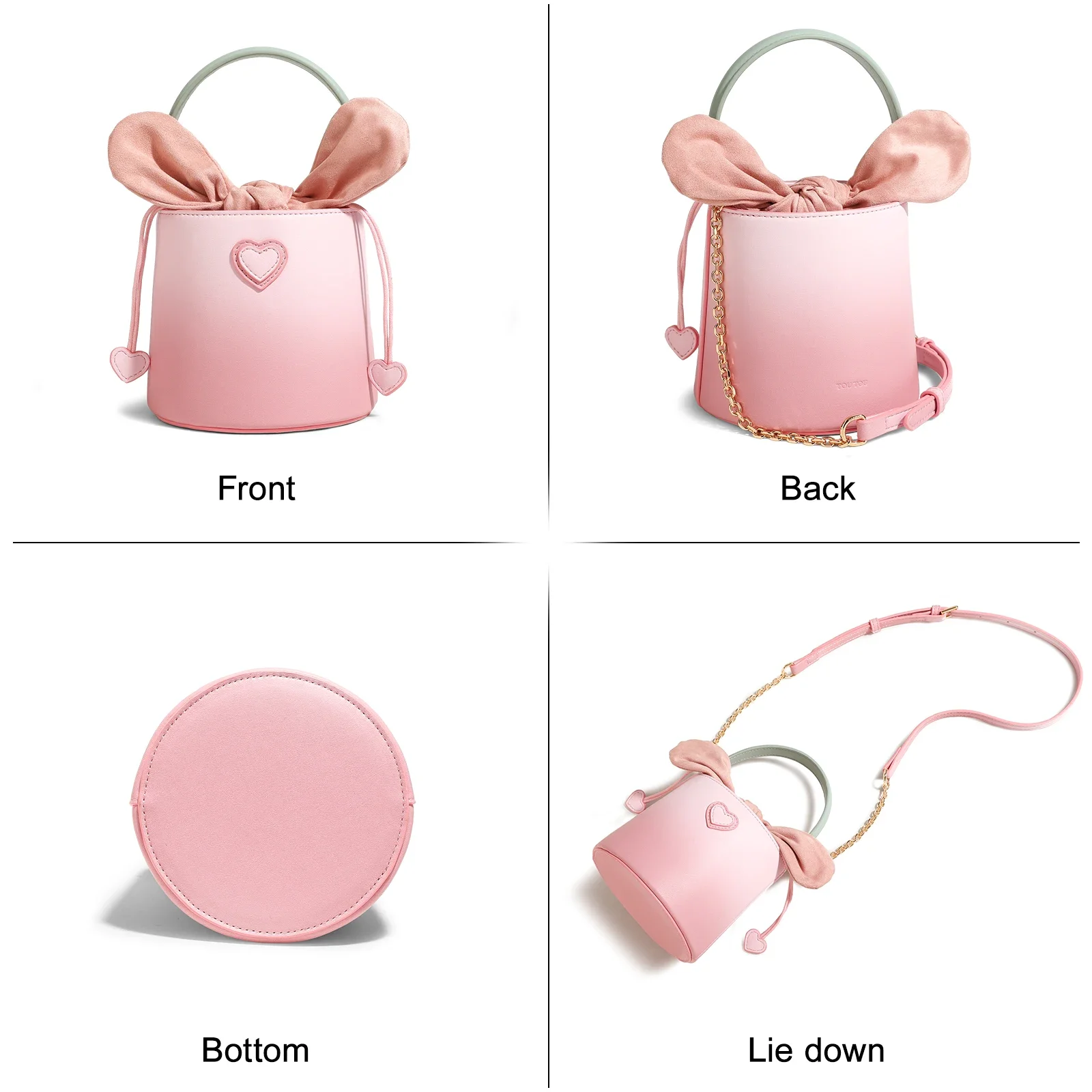 TOUTOU 2024 Bucket Bag for Women Pink Girl Cosmetic Makeup Storage Handbag  Mini Luxury Original Designer Shoulder Bag Fashion