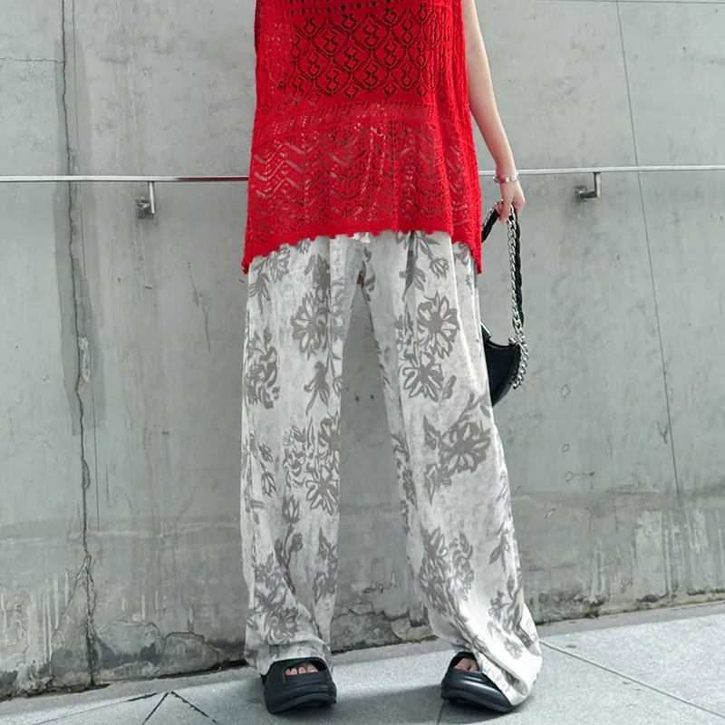 Retro spodnie damskie z wysokim stanem, prostymi nogawkami i szerokimi nogawkami, na lato, luźne i dopasowane, uniwersalne i swobodne spodnie codzienne.