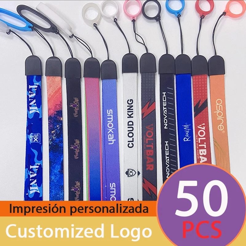 

50 шт. индивидуальный ремешок для электронных сигарет, персональная печать, безопасная шейная веревка, полноцветная теплопередающая печать с именем логотипа