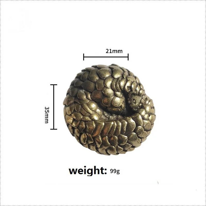 Solid Brass Spherical Pangolin Figurine Miniature Vintage Metal Animal Statue Home Decoration Accessories Desktop Ornament Craft