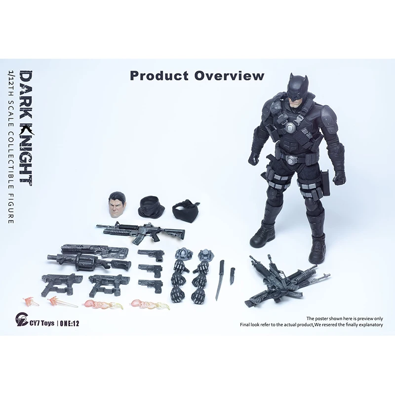 CY7toys 1/12スケール コレクタブルフィギュア バットヒーロー ナイトナイト フルセット 6インチ メンズ ソルジャー アクションフィギュア ボディ ベストファン ギフト ドール