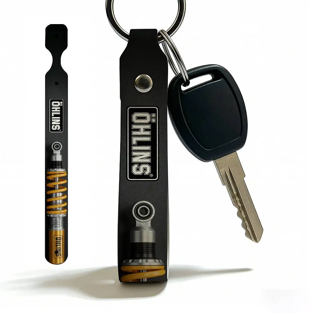 

For Ohlins Soft PU Leather Motorcycle Keychain Lightweight Key Holder For Scooter Racing