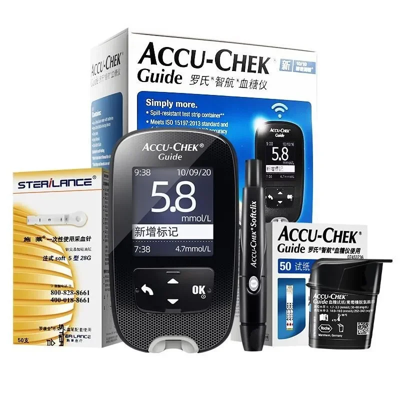 Guía Accu-Chek, tiras reactivas de glucosa en sangre, lancetas, 25/50 Uds., monitoreo de glucometro accu chek
