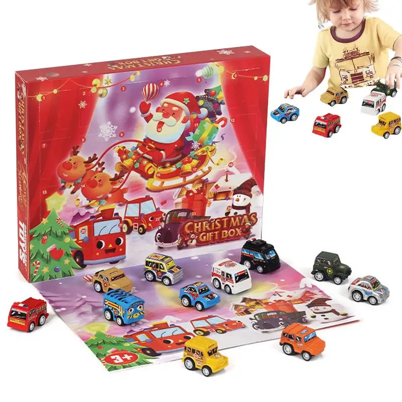 

Car Advent Calendar Pull Back Vehicle Toy Military Engineering Fire Truck Car 24 Days Countdown Calendar for Kids Christmas gift