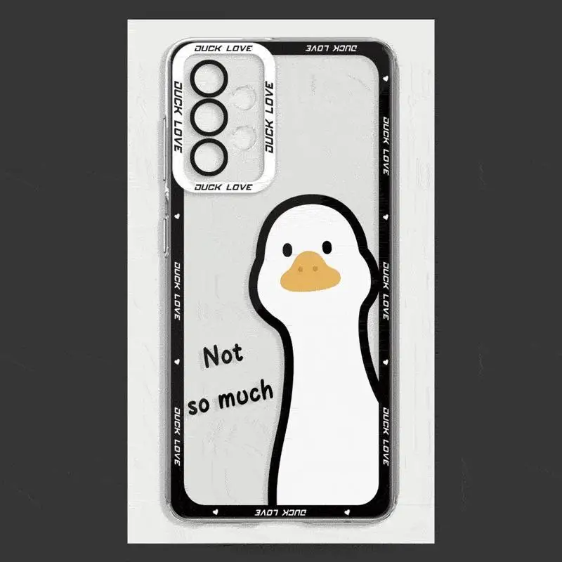 Cartoon Doubt Duck Case for Samsung Galaxy A35 A55A53 A54 A73 A34 A33 A25 A24 A13 A14 A15 5G Transparent Soft