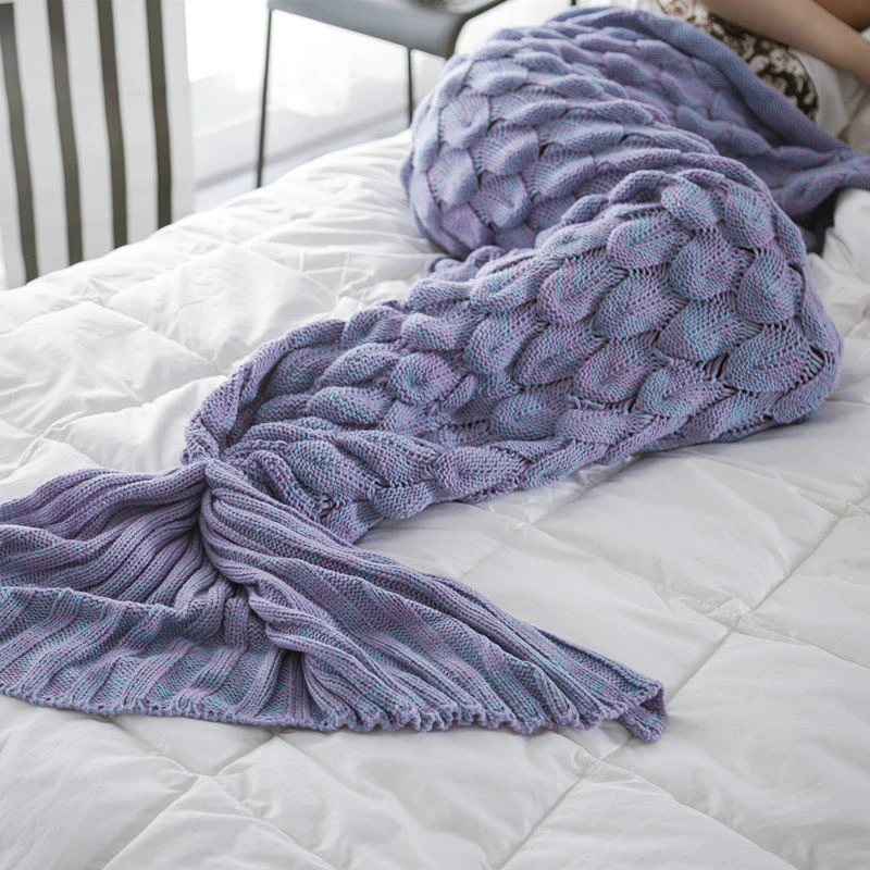 Mermaid Knitted Blanket Nordic Wind Simple Solid Color Office Spring Autumn Double Blanket Genshin Creative Props Sofa Blanket