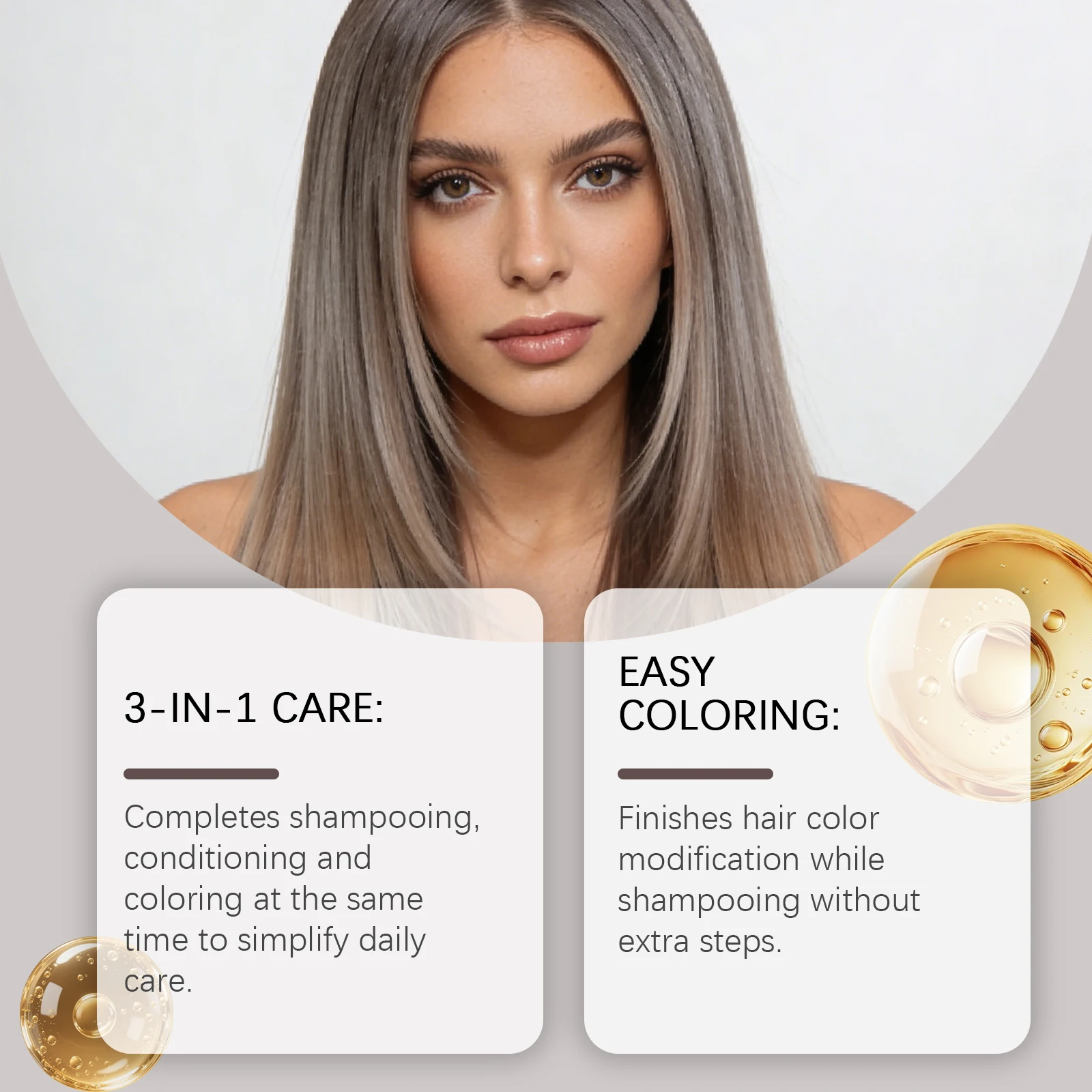 3 In 1 Color Depositing Shampoo Conditioner Milk Tea Ash Gray Coverage White Root Toning Nourishing Gentle Daily Care Soft Use