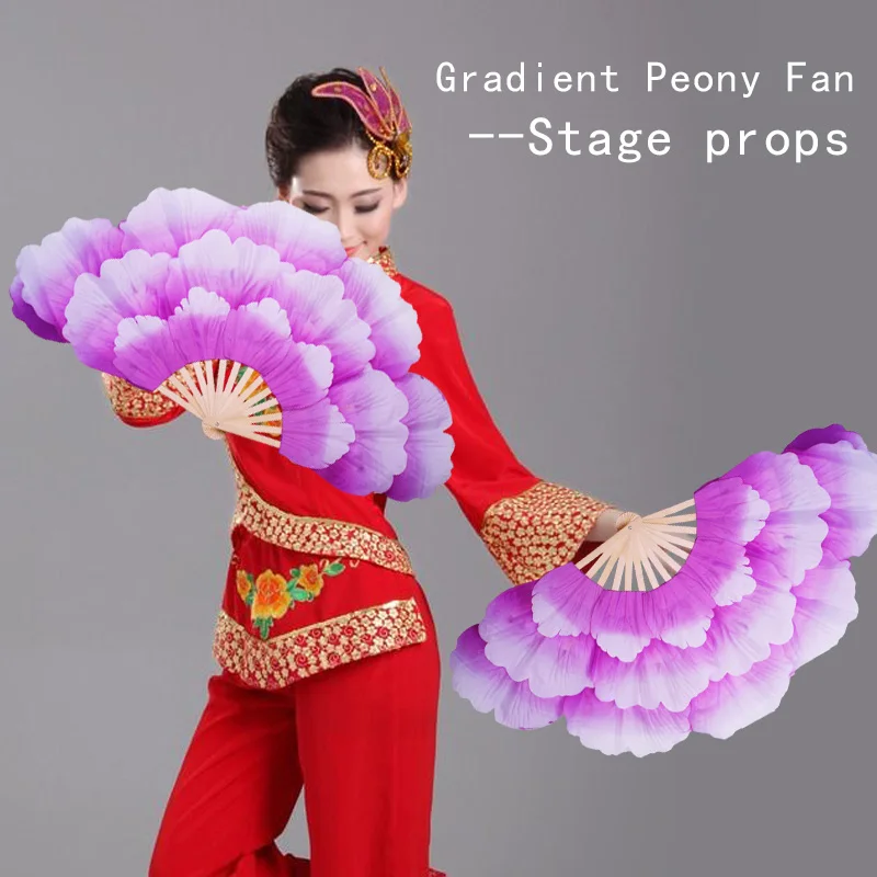 Crystal Gauze Fan Stage Performance Folding Fan Props Double-sided Yarn Dance Fan 3/4/5 Layer Gauze Fan Wedding Party Decoration