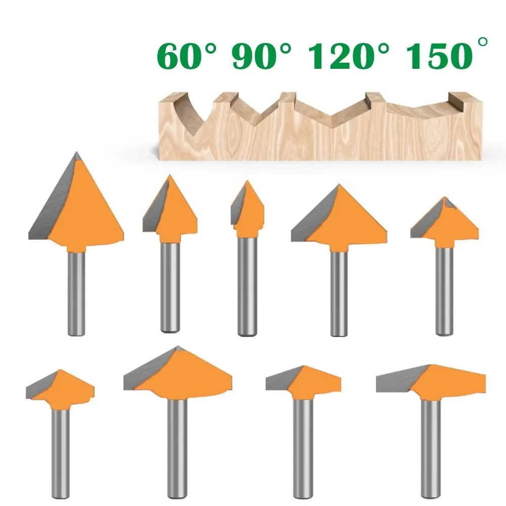 1 Pc 6mm V Groove Router Bits CNC Engraving Milling Cutter 60-150 Degree Woodworking Carving Knife Tungsten Carbide Cutting Tool
