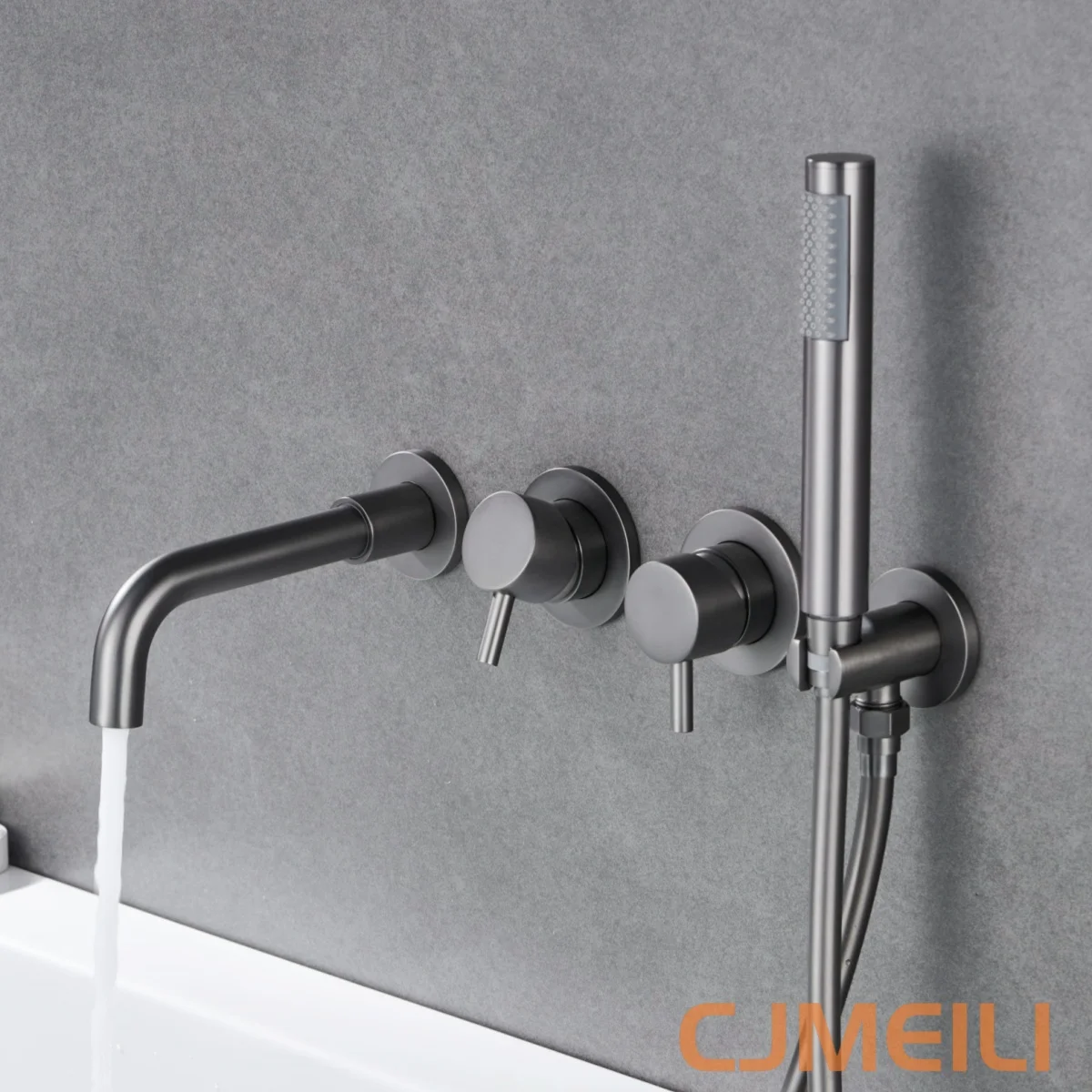 2 Functions Concealed Bathtub Shower Set Solid Copper Body Rotatable Spout Handheld Shower Mixer Tap Wall‑Mounted Bath System