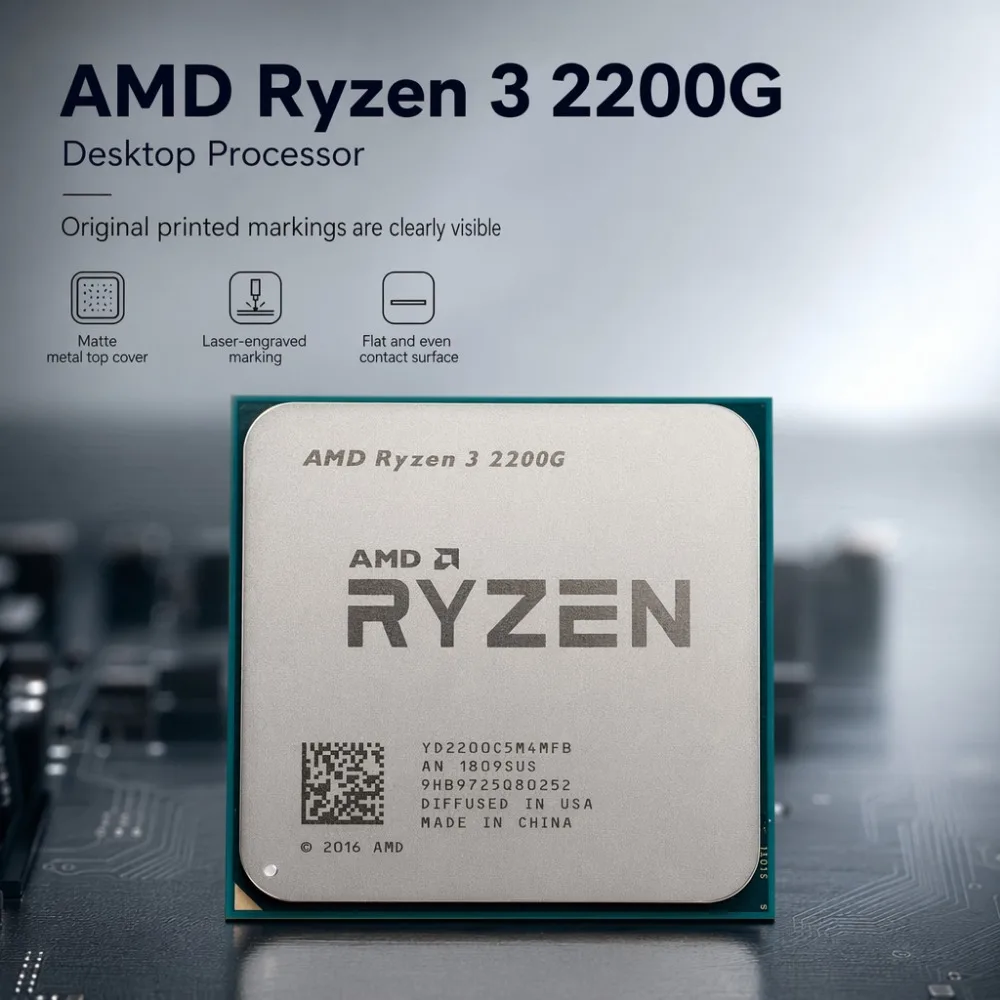 AM4 Processor AMD R3 2200G PRO 2200G Integrated Vega 8 Graphics 65W TDP Quad Core Chip For Mini ITX HTPC Office Workstation view 3