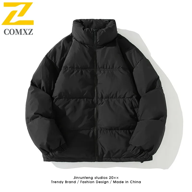 COMXZ Minimalist Padding Coat Classic Thickened Stand Collar Warm Work Quilted Jacket Streetwear Windproof Men's Winter Jacket