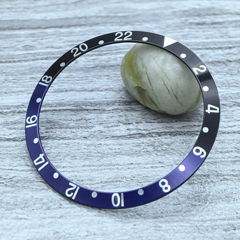 Mod 36,5 mm x 30,6 mm gebogener Retro-Uhrenlünetteneinsatz aus Aluminium, passend für Vintage Submariner für NH35-Uhrenzubehör, Gehäusering