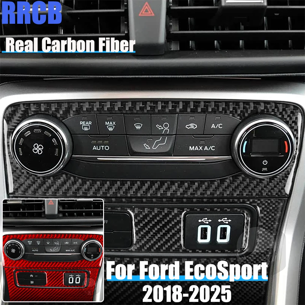 

Real Carbon Fiber Car Accessories Center Console Set Soft Cover Sticker For Ford EcoSport 18 2019 2020 2021 2022 2023 2024 2025