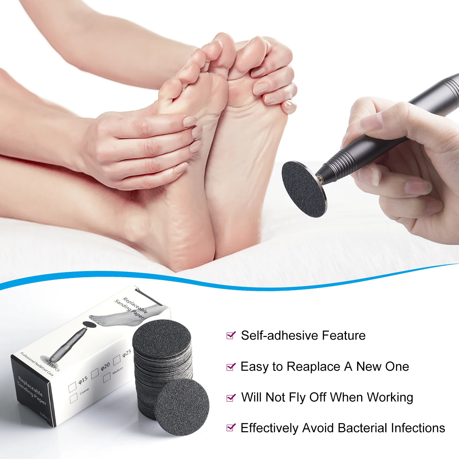 Professional Foot Dead Skin Remover Replaceable Pedicure Files Electric Foot Callus Remover Tool Smart Foot Pedicure Discs Pads