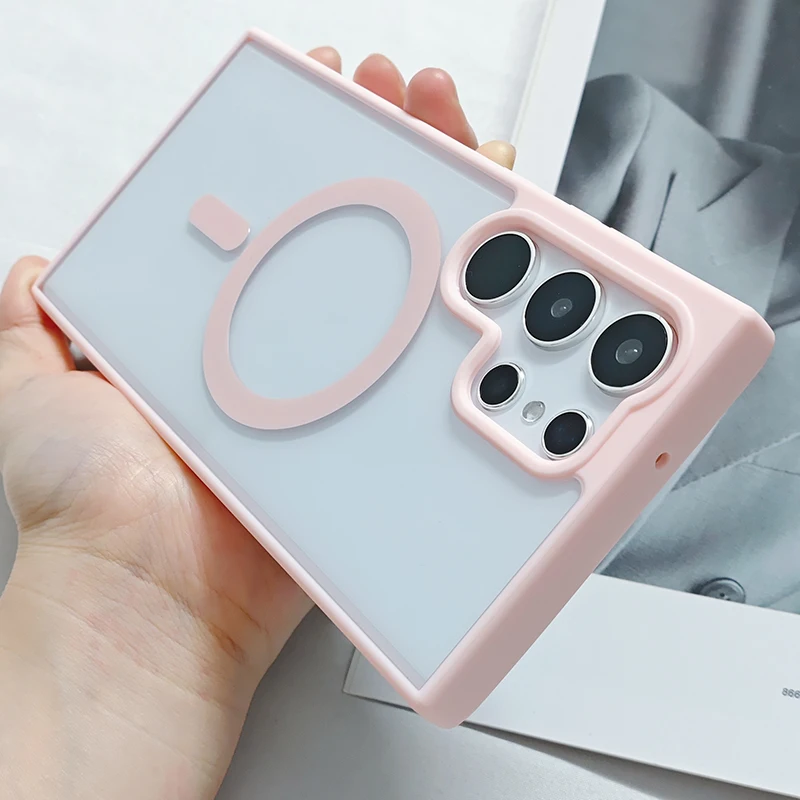 حافظة شفافة مغناطيسية للشحن اللاسلكي Magsafe لهاتف سامسونج جالاكسي S25 S24 Plus Ultra S24 FE S23 S22 غطاء أكريليك رفيع للغاية #3