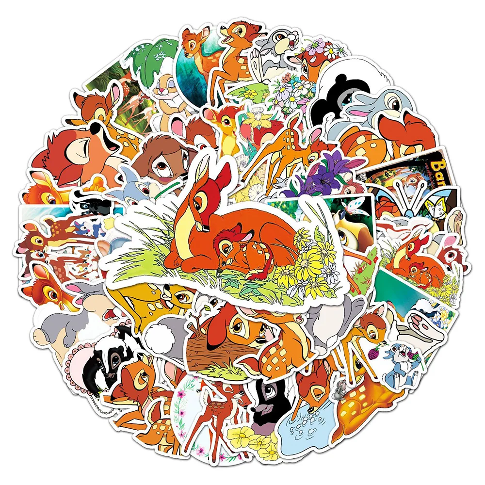 10/30/50PCS Disney Bambi Cartoon Stickers Graffiti Cute Deer Decals Laptop Phone Skateboard Guitar Scrapbook Car Sticker Kid Toy