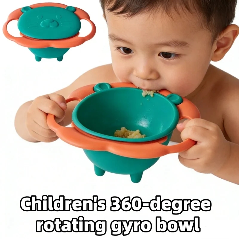 Baby Baby Child Bowl - 360-Degree Rotating Gyroscopic Flying Disc Balance - No-Toppling - Anti-Scalding - Anti-Drop - Meal Bowl