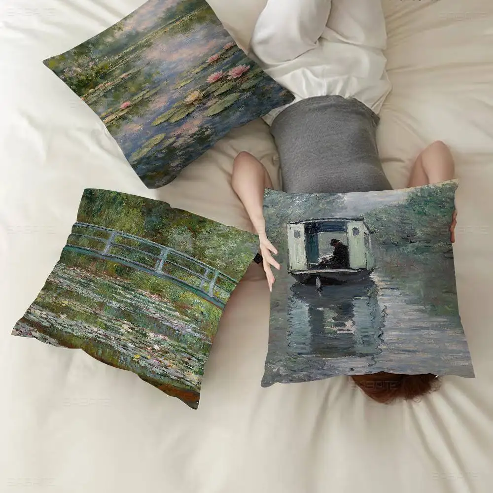 Classic Vintage Wall Art Claude Monet   Pillow Anime Pillow Sofa Bed Head Pillow Cover Cushion Cover 45x45 cm Fashion