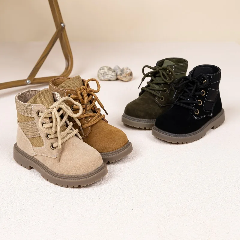 Spring Autumn Children Platform Leather Boots New Non-slip Boys Causal Fashion Short Boots Kids Ankle Boots Round-toe Versatile