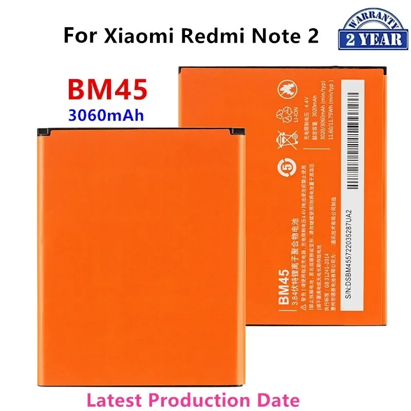 

Brand New BM45 3060mAh Battery For Xiaomi Redmi Note 2 Hongmi Note 2 BM45 High Quality Phone Replacement Batteries