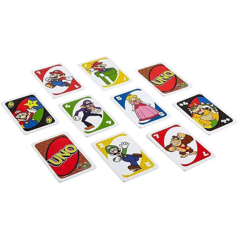 Mattel UNO Super Mario Card Games Family Funny Entertainment Board Game Poker Kids Toys Playing Cards