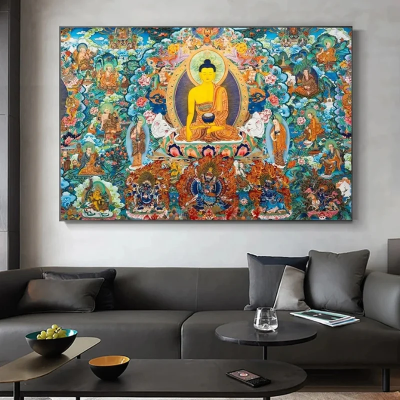 Religion Canvas Painting Tradition Buddhism Chart Card Posters and Prints Buddha Lord Wall Art For Living Room Home Decor Gift