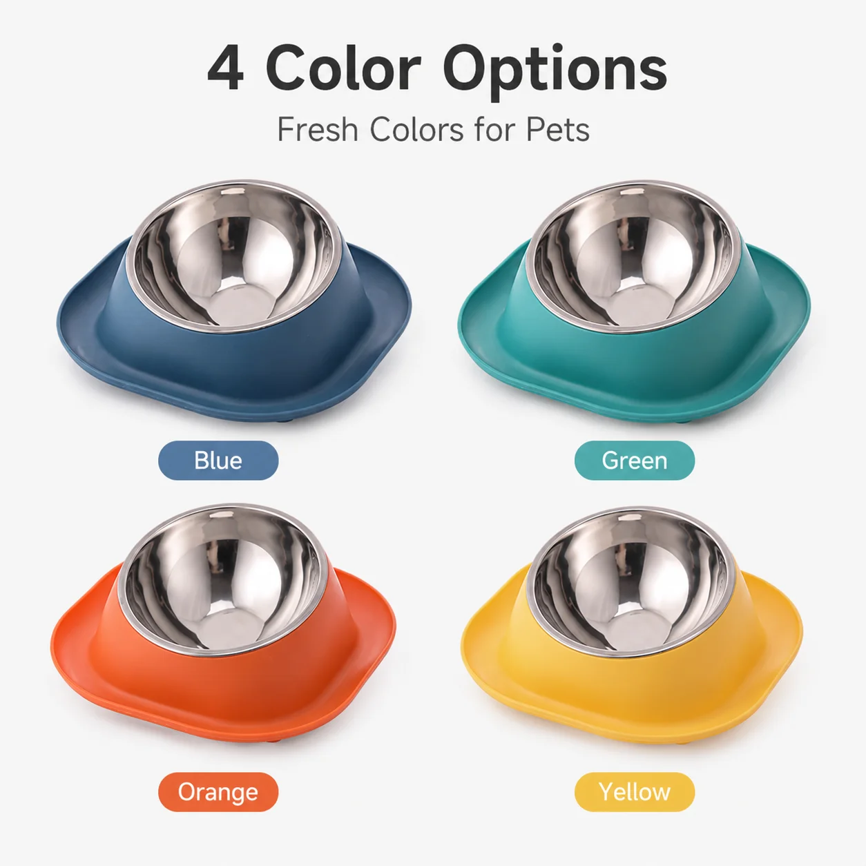 4 Colors Stainless Steel Dog Bowl Cat Food Water Dish Lovely Pet Feeder Bowl for Puppy Small Dogs Cats