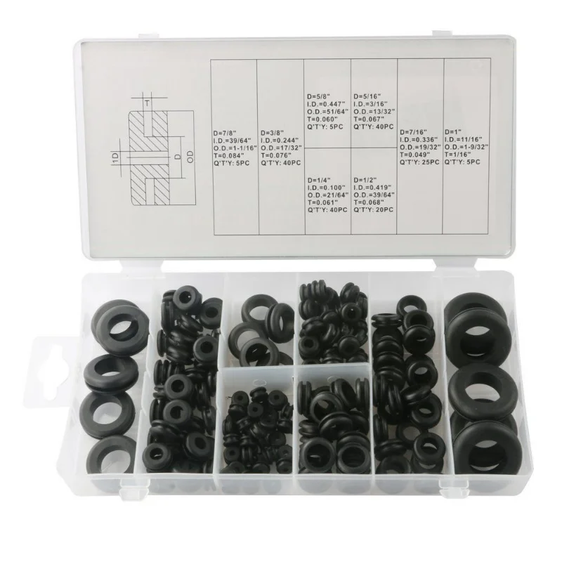 

180Pcs Electrical Wire Gasket Kit Rubber Grommets Firewall Hole Plug Retaining Ring Set For Cylinder Valve Water Pipe