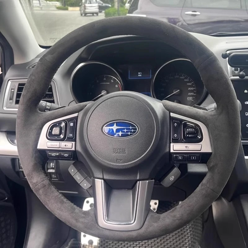 Hand-Stitched Non-Slip Suede Car Steering Wheel Cover 100% Fit For Subaru Legacy Outback XV Forester 2015 2016 Auto Parts