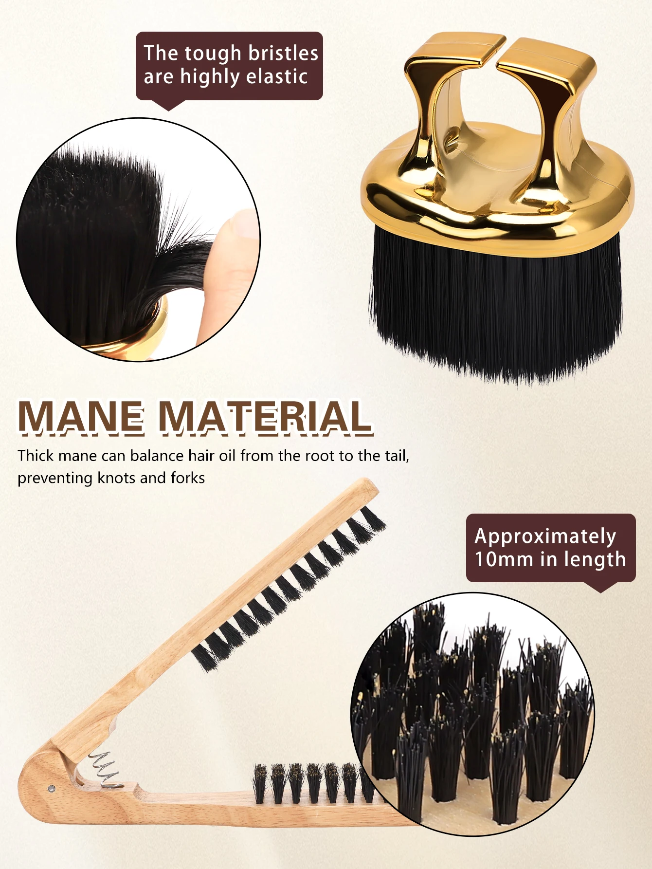 

Professional Wooden Boar Bristle Hair Straightening Comb - 2-Piece Curling and Straightening Styling Brush Set