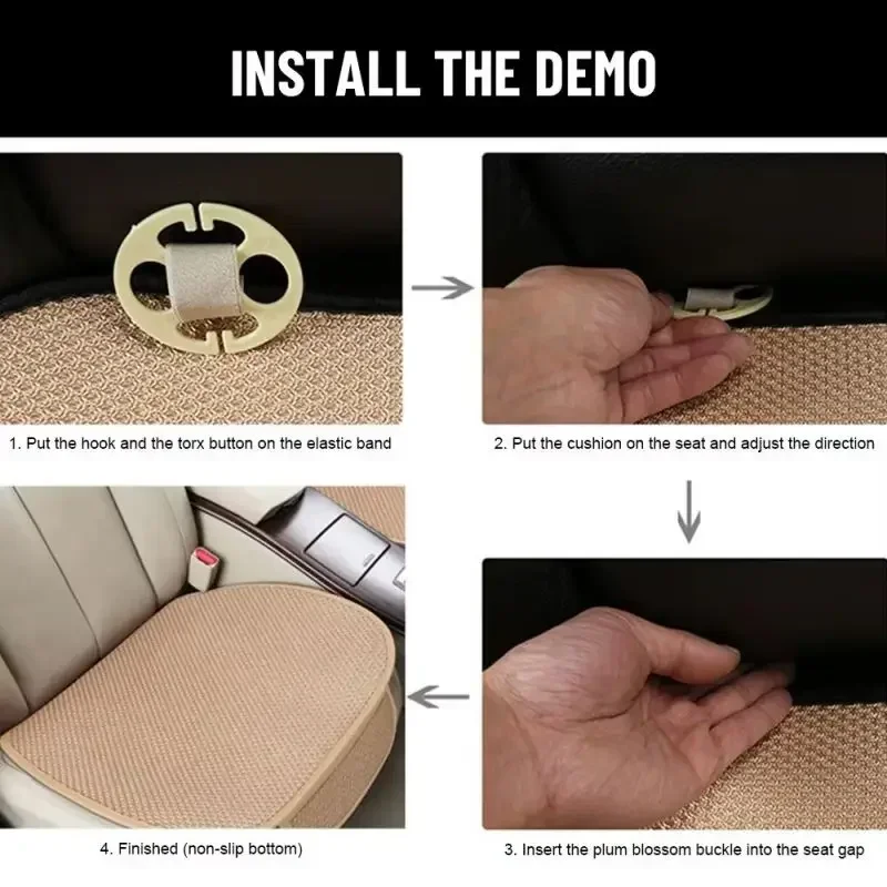 Breathable & Anti-Slip Cotton Car Seat Covers Summer Comfort Seat Cushion Protector Breathable Ice Silk Car Seat Cover