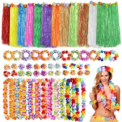 Hawaiian Luau Hula Skirt Set 12 Grass Skirts 12 Wrist Straps 12 Wreaths For Hawaiian Theme Parties Performances And Beach Events