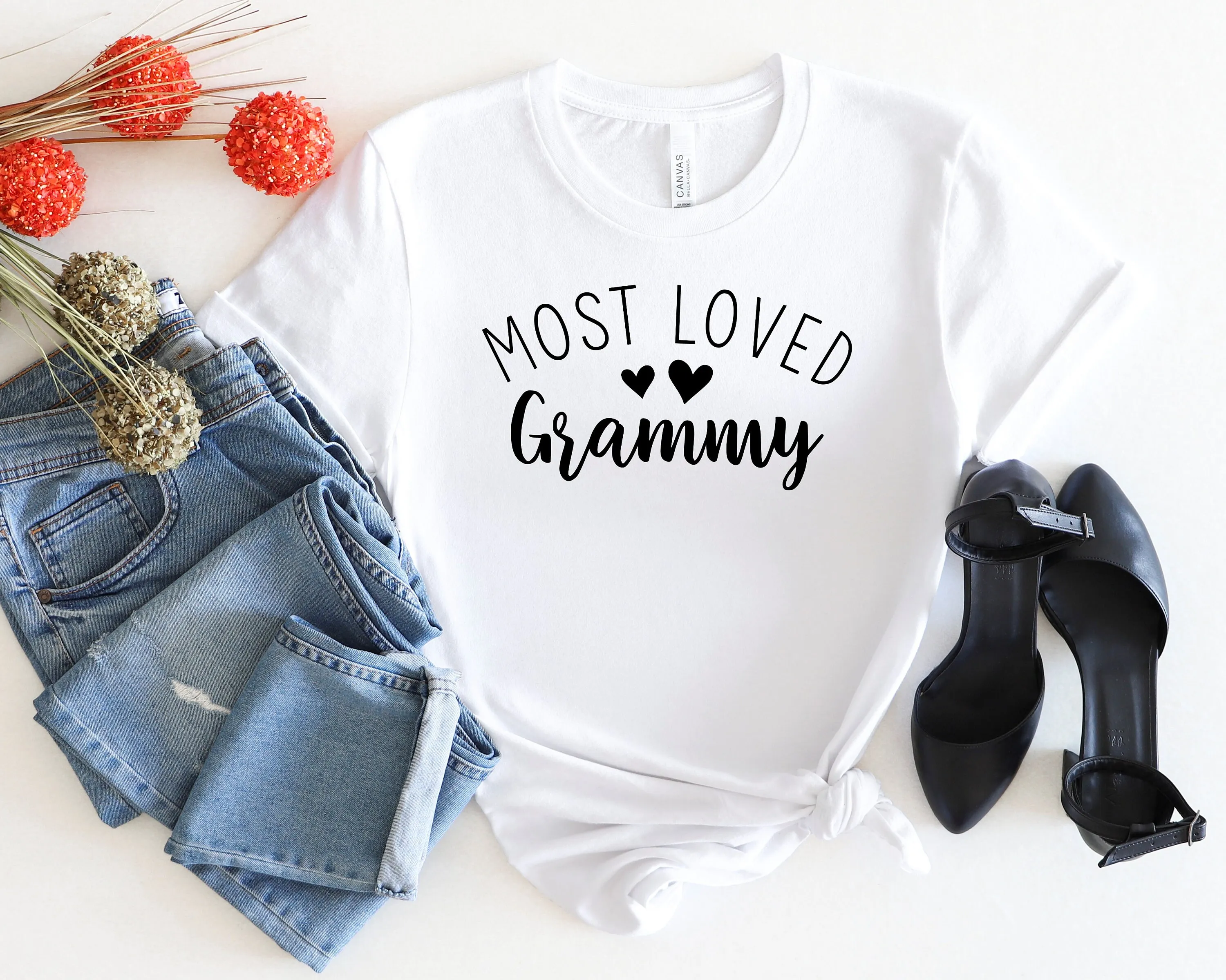 Most Loved Grammy T Shirt Grandma Nana Grandmother Mimi Gigi To Be