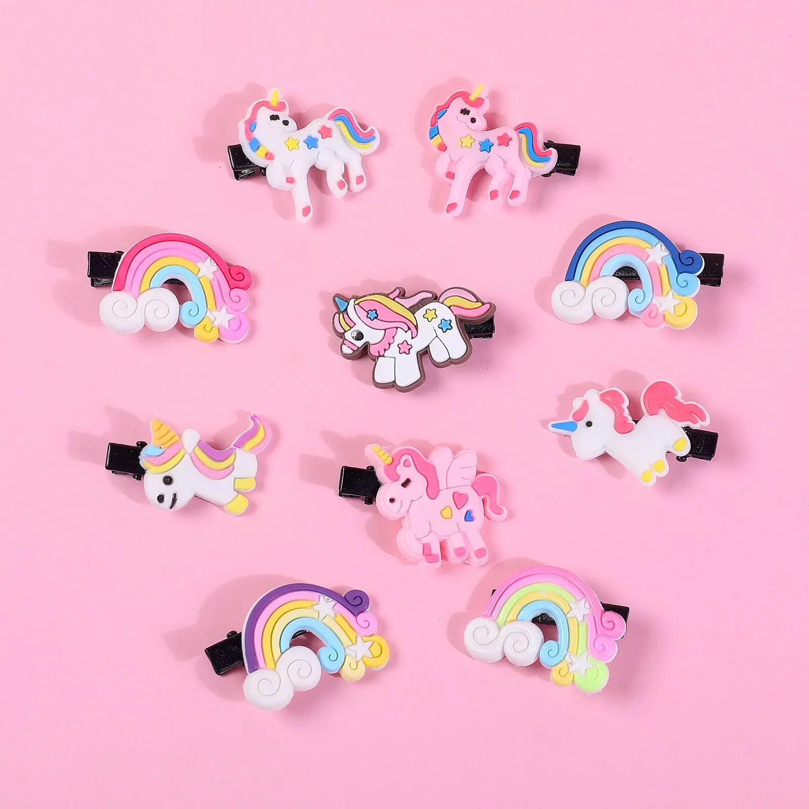 10Pcs/Set Cute Cartoon Unicorn Hair Clips for Girls Colorful Sweet Unicorn Hairpins Kids Barrettes Hair Accessories for Girls