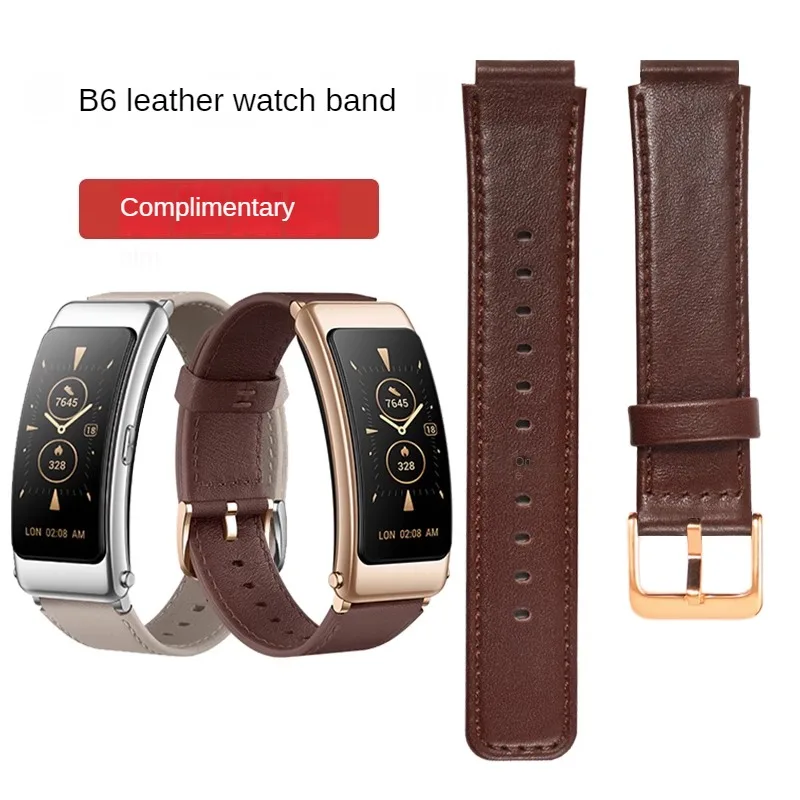 Leather Watch Band with Substitute For B3/B6/B7 Smart Bracelet Series Male Interface Leather Strap 16mm