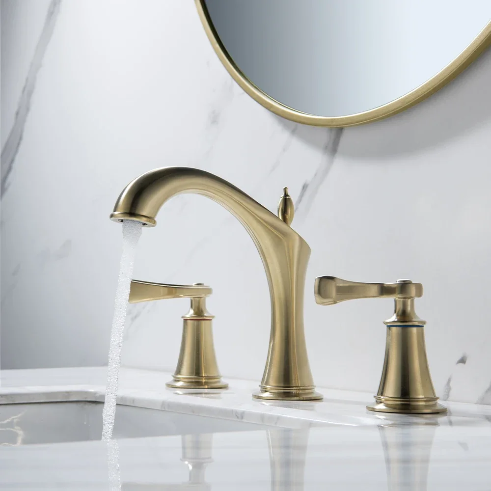 SKOWLL Widespread Double Handle Bathroom Sink Faucet, 3 Hole Roman Tub Filler Mixer Tap for Bathtub Vanity