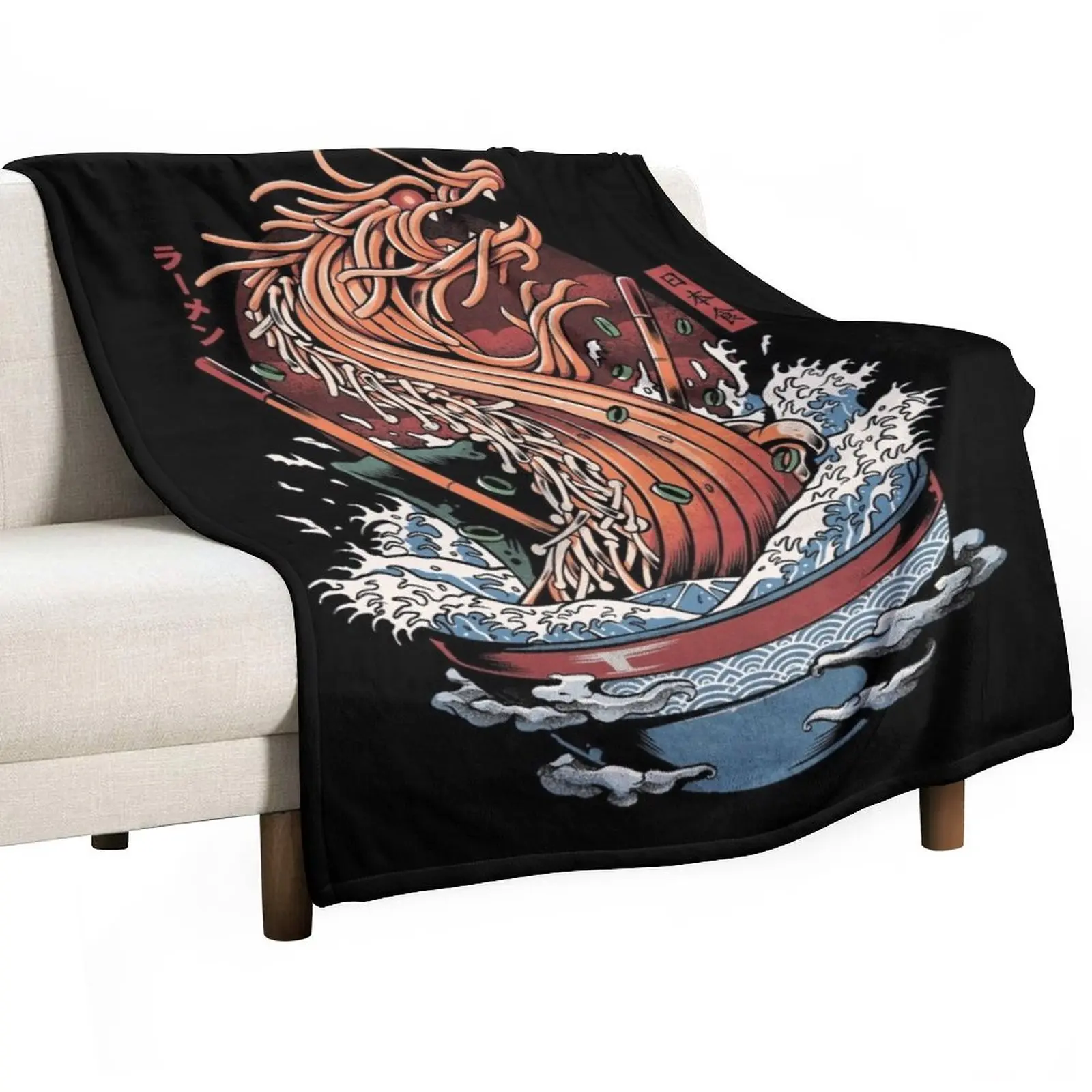 

Ramen Dragon Throw Blanket Luxury Blanket Plaid on the sofa