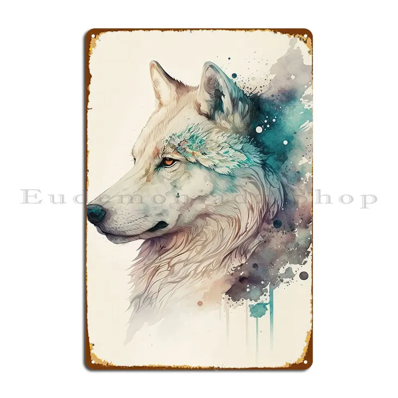 White Wolf Head Metal Plaque Poster Club Party Club Printed Classic Pub Tin Sign Poster