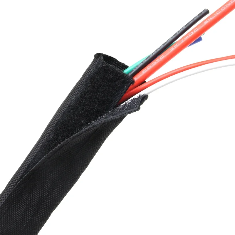 1/3/5m Cable Sleeve Adhesive Grommet 16mm-100mm Nylon Braided Flexible Cable Harness Sheath Wrap Protector