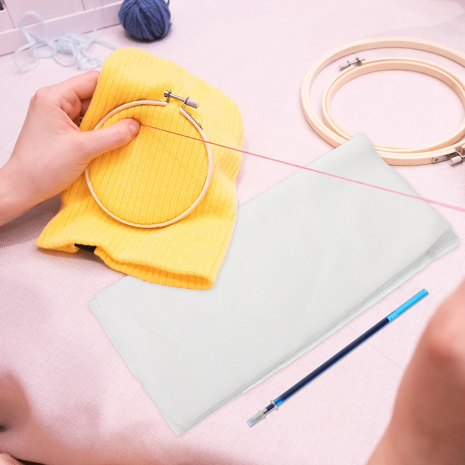 

5 Sheets Water Soluble Embroidery Paper 25x25cm Tearaway Stabilizer DIY Clothes Transfer Film Dissolve Fabric Machine Proof