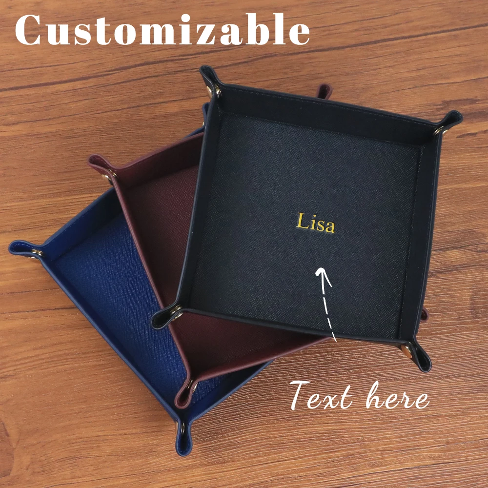 Personalisiertes PU-Leder Aufbewahrungsbox-Set, Haushalts-Organizer für Schlüssel, Kosmetik, Schmuck, Kleine Aufbewahrungsschale