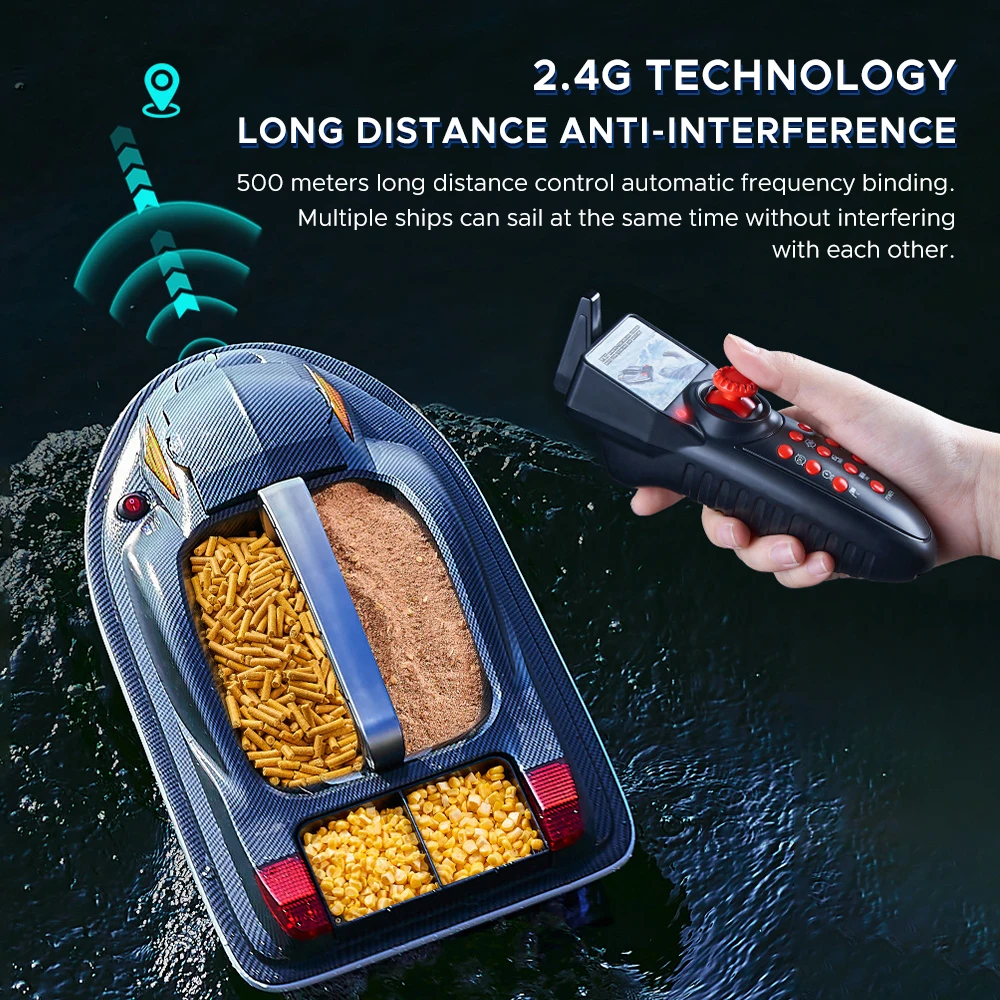 Large Outdoor 3 Hopper High Speed RC Fishing Boat 500M 3.5KG Load Voice Broadcast Smart Route Correction Remote Control Bait Boa