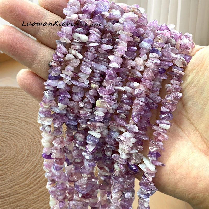 5–8 mm unregelmäßige Edelsteine, Naturstein, AA Lepidolit, lose Abstandsperlen für die Schmuckherstellung, DIY-Armband-Charms, Zubehör, 30''