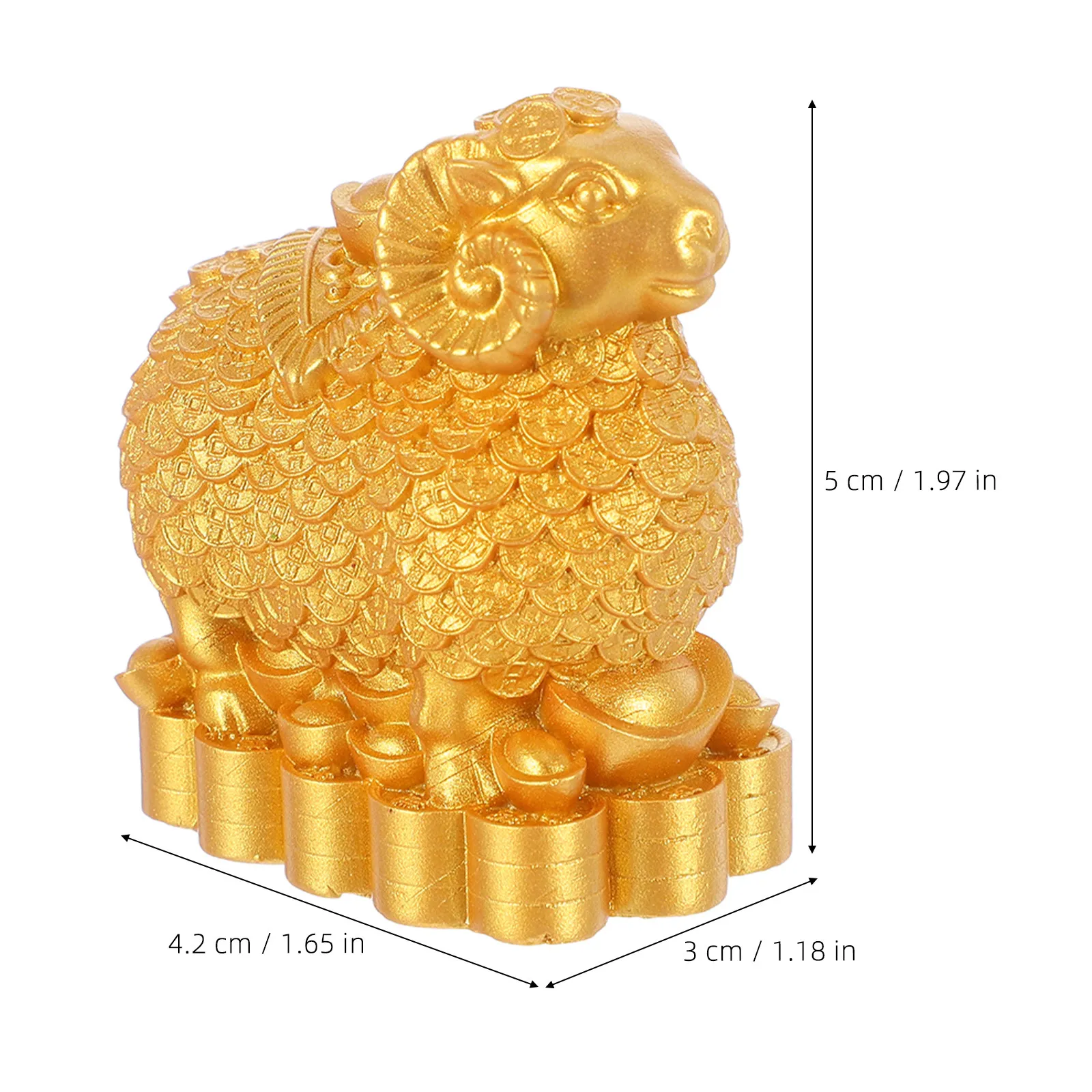 Resin Sheep Statue Hand Carved Golden RAM Coin Ingot Feng Shui Decor Prosperity Wealth Lucky Office Home Gift Mini Sheep Figures