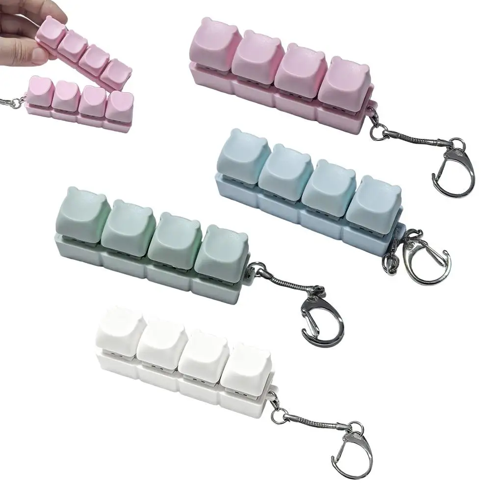 ของเล่นคลายเครียด 4 ปุ่มกดนิ้ว ของขวัญปุ่มกดแบบกดได้ พวงกุญแจคลายเครียด DIY พวงกุญแจผ่อนคลาย คีย์บอร์ดสำนักงาน W4X3