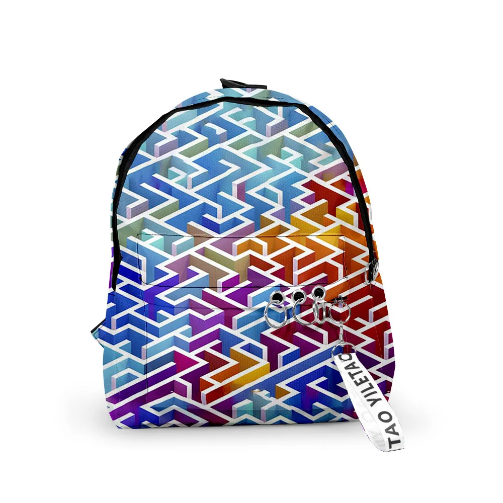 Harajuku Novelty Maze pattern Backpacks Boys/Girls pupil School Bags 3D Print Keychains Oxford Waterproof Cute Small Backpacks