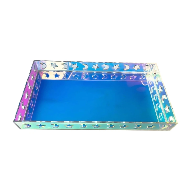 Rainbow Color Rectangle Tray Acrylic Decorative Tray for Bathroom Countertop Jewelry Makeup Storage