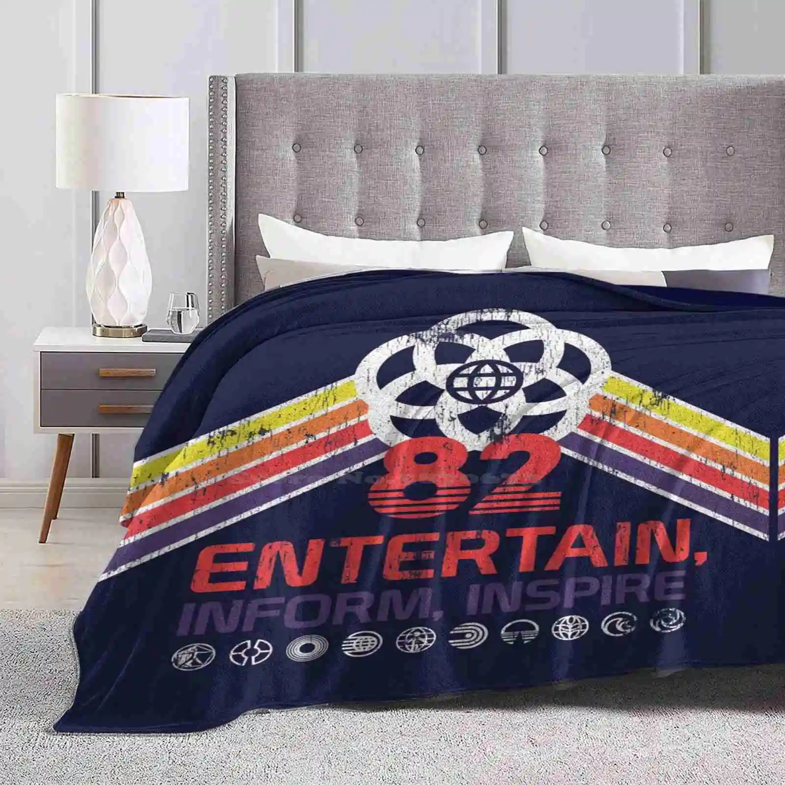 Shirt-Distressed Logo-Entertain Inform Inspire All Sizes Soft Cover Blanket Home Decor Bedding Center Distressed Logo Entertain